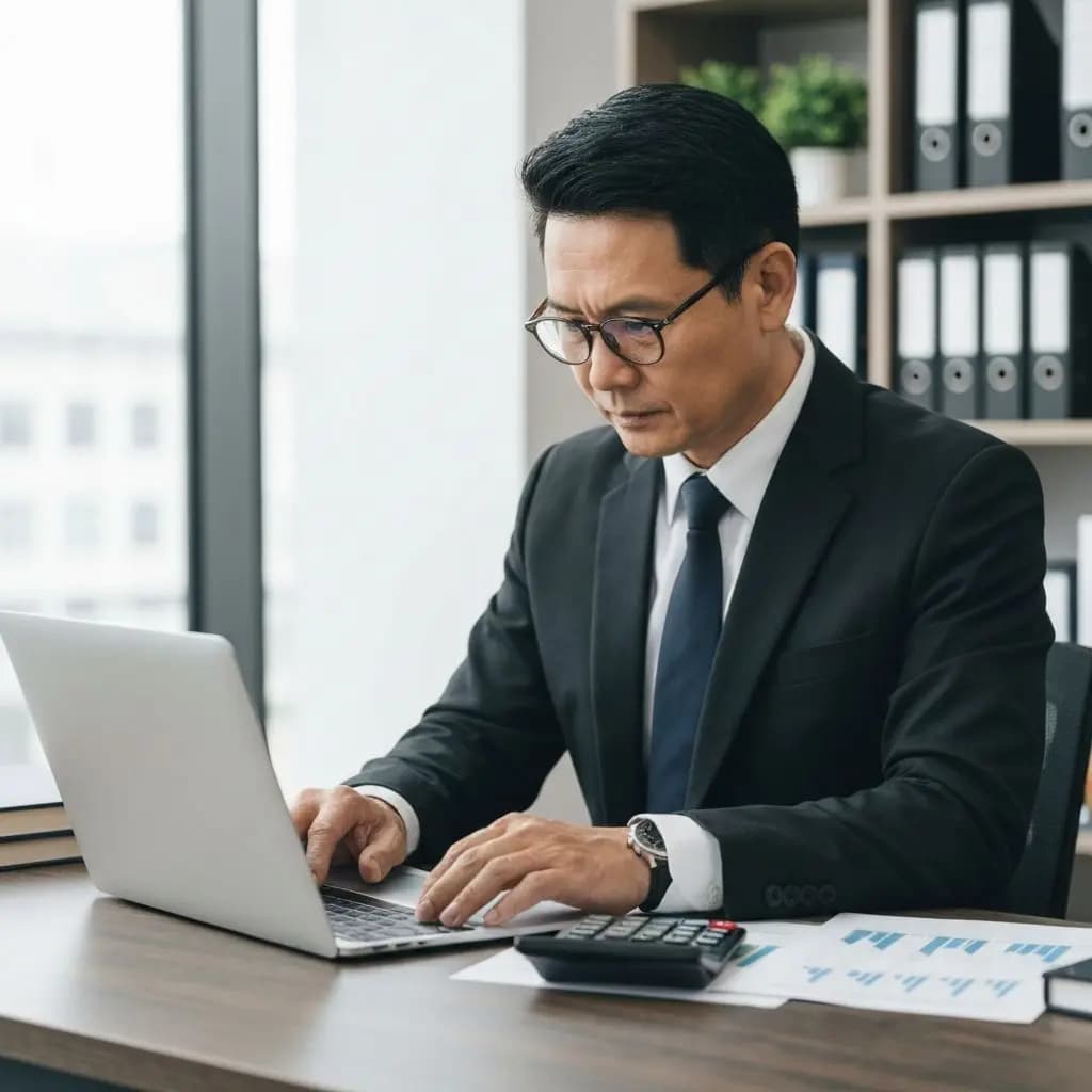 Profesional contable trabajando
